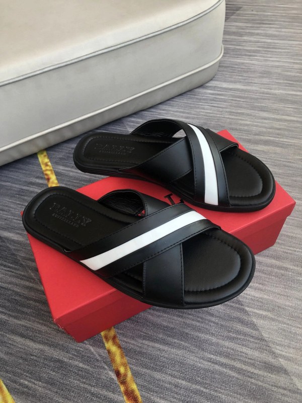 Bally Black Cross-Strap Slide Sandals with a Foam-Cushioned Two-Layer Sole