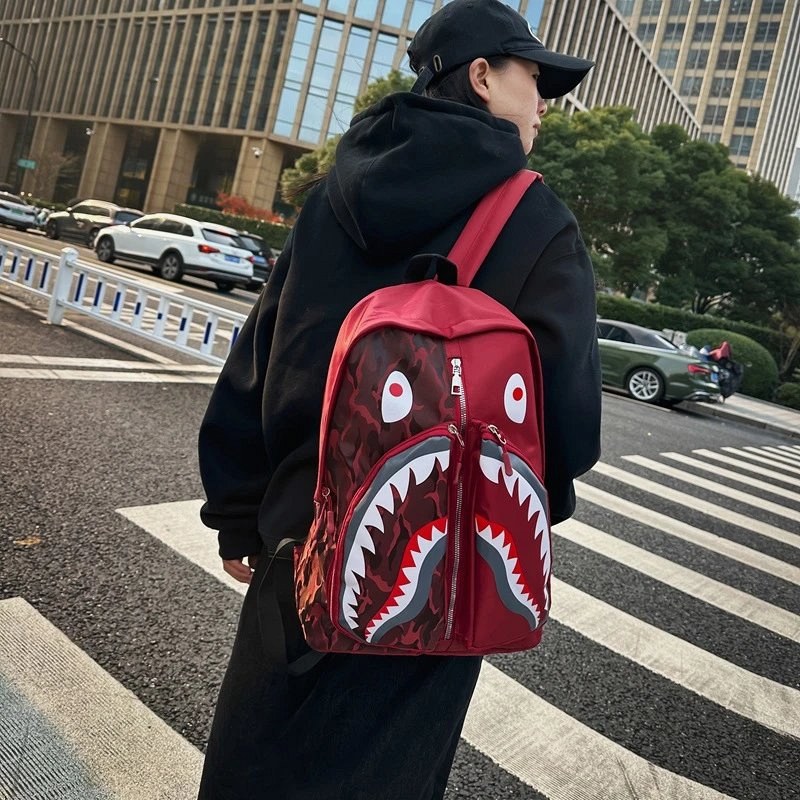 Bape Print Backpack in Black Oxford Cloth With a Soft, Everyday Build