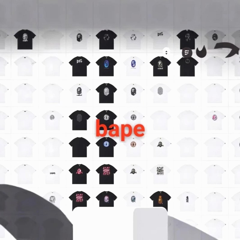 Bape Graphic Print Black Tee: Cotton Crew Neck With Heat-Transfer Prints
