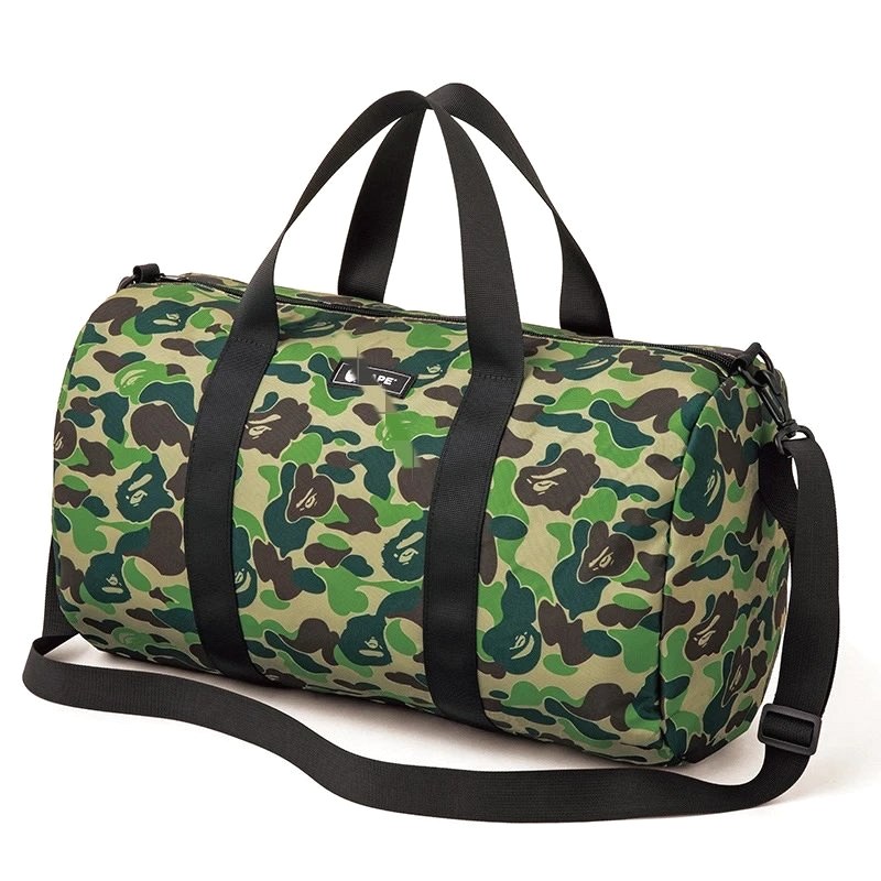 Bape Camo Travel Bag in Oxford Cloth With Topstitched Streetwear Trim