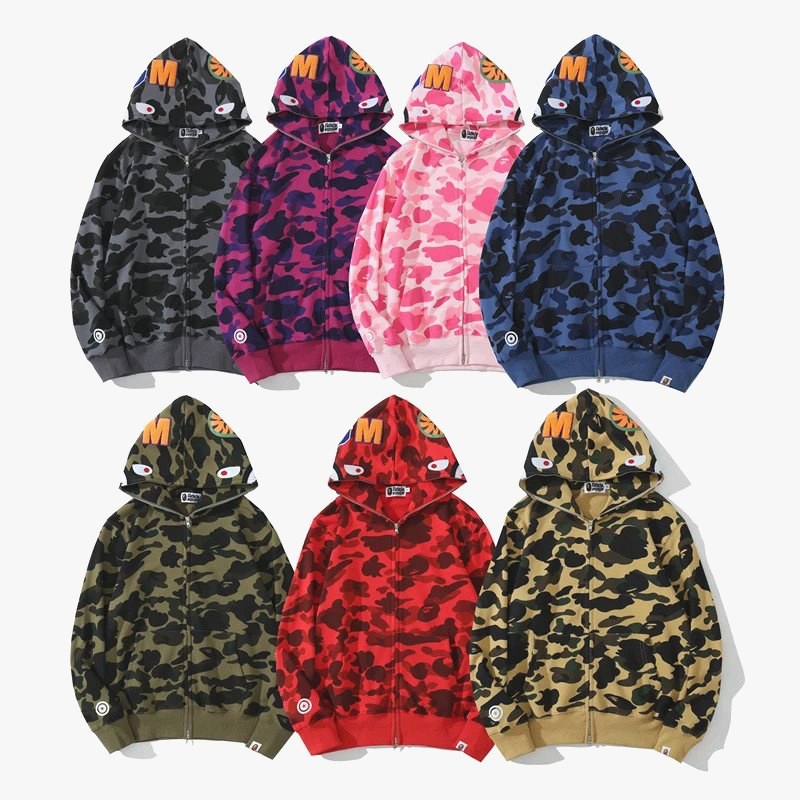 Bape Multicolor Hoodie Collection: 100% Cotton Zip Hoodie in a Wide Range of Prints and Colorways