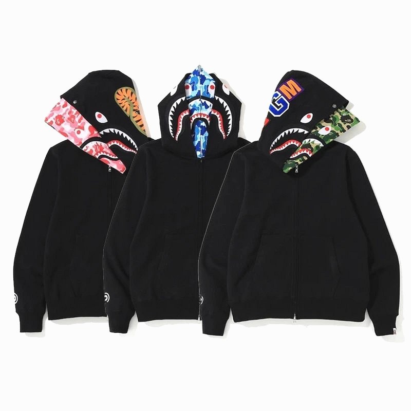 Bape Multicolor Camo Zip Hoodie Collection with Fleece Lining and Embroidery