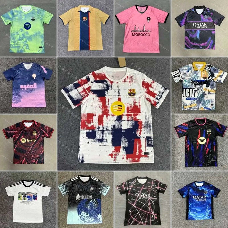 Barcelona Multicolor Football Jersey Collection: Polyester Short-Sleeve Match Shirts in S–2XL Across 22/23 to 26/27 Colorways