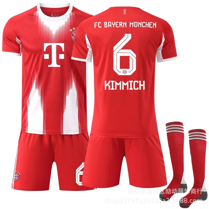 Bayern Munich Retro-Style Red Football Jersey With Sock and Number Variants