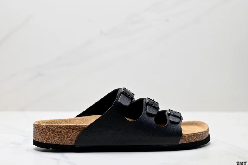 Birkenstock two-strap slides with suede uppers and a shearling-lined footbed