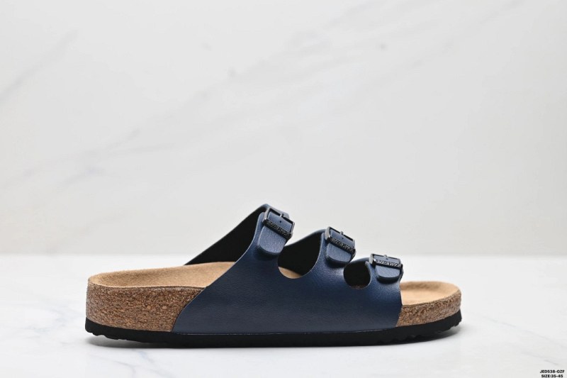 Birkenstock Black Slides With Fleece Lining and Double-Buckle Suede Straps