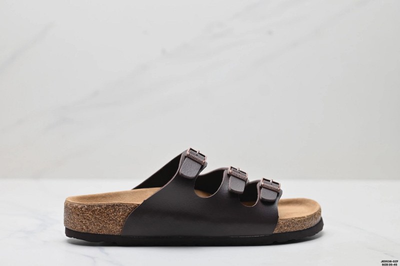 Birkenstock two-strap black slide with suede straps and shearling lining