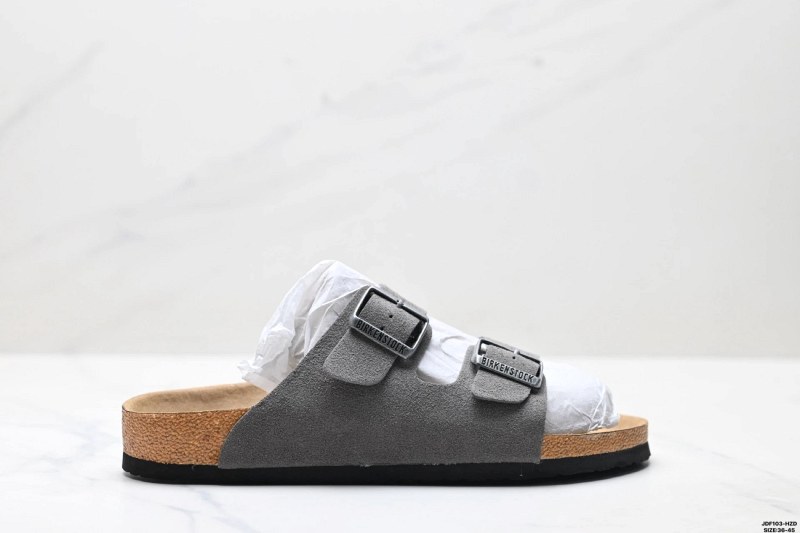 Birkenstock Gray Slides with Double-Buckle Metal Hardware in EU 36–45