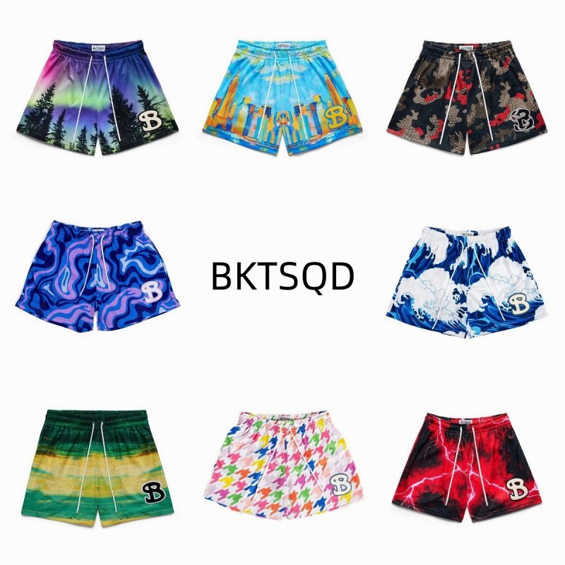 BKTSQD Multicolor Shorts: Polyester Quick-Dry Fabric in a Loose Straight Cut, S–XXL