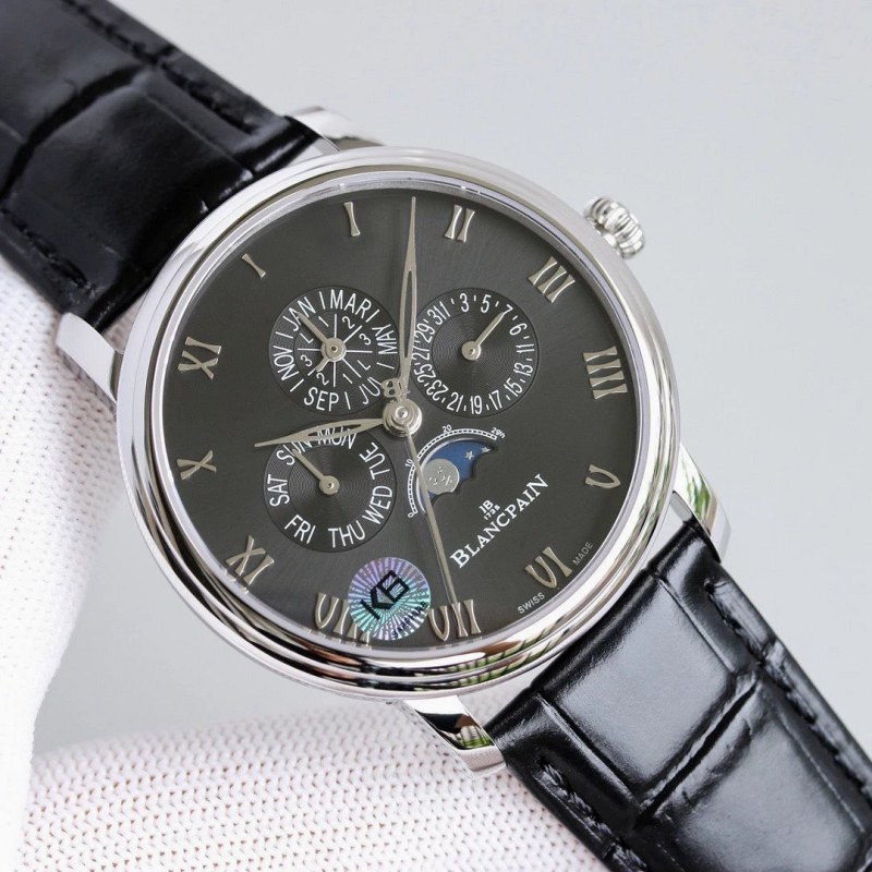 Blancpain-Style Automatic Calendar Watch with Hidden Correctors in a 42mm Case