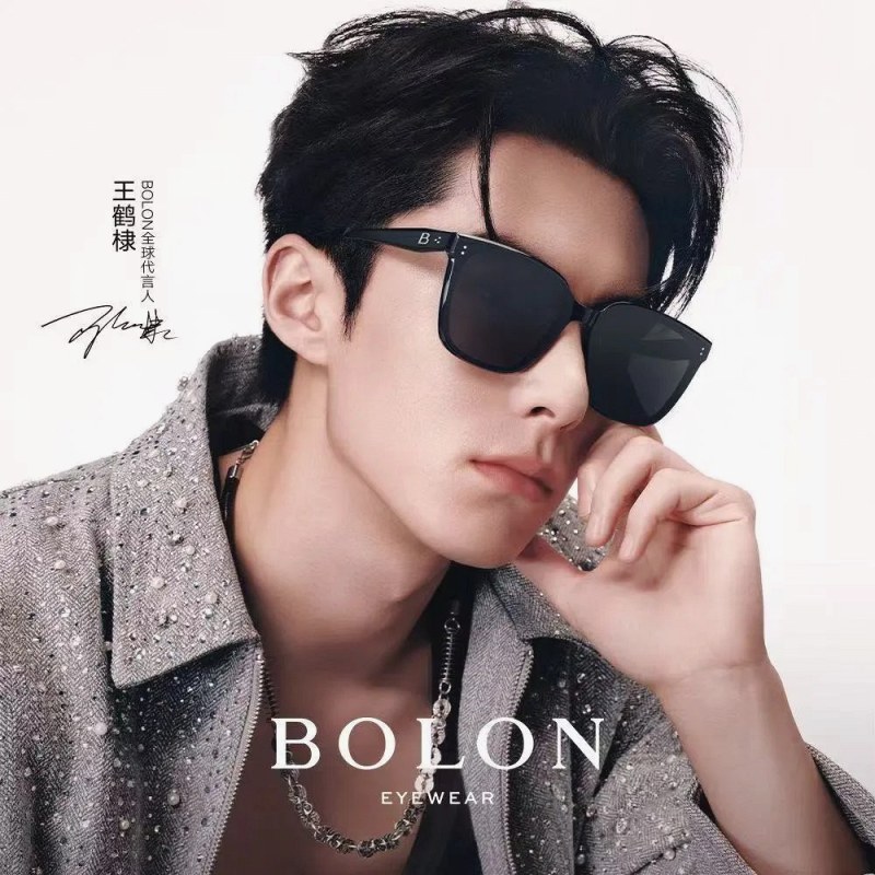 Bolon BL3203 Gray Sunglasses: Quadrilateral Full-Rim Acetate Frame with UV400 Polarized Lenses