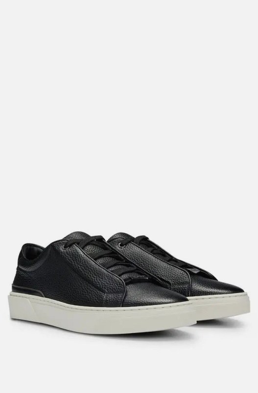 BOSS Gary Tenn Grith Black Sneakers: Leather Low-Tops With Praised Finishing and Split Fit Reports