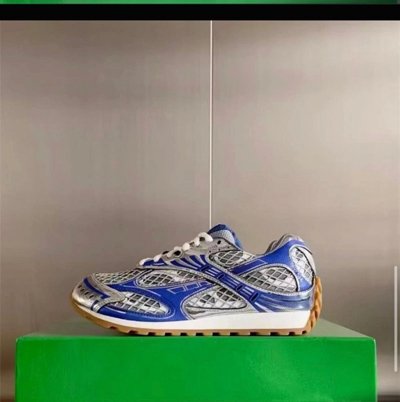 Bottega Veneta-Style Mesh Low-Top Sneaker with a Metallic-Sheen Finish