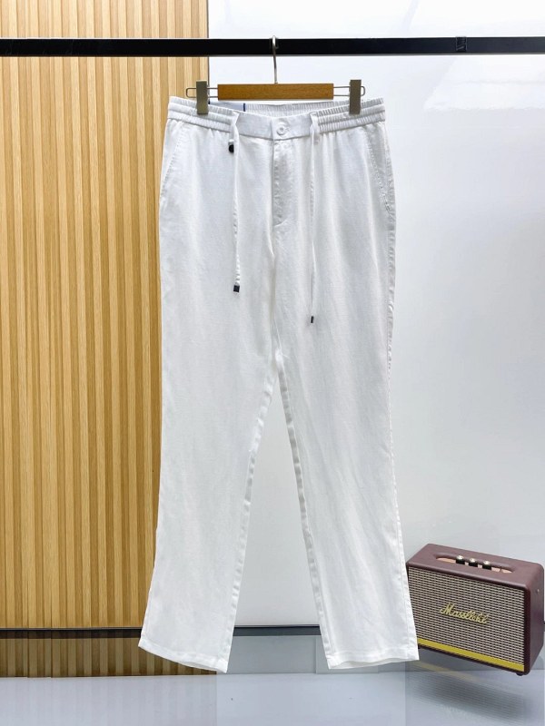 Brunello Cucinelli 100% Linen Summer Trousers with a Rear Waist Adjuster