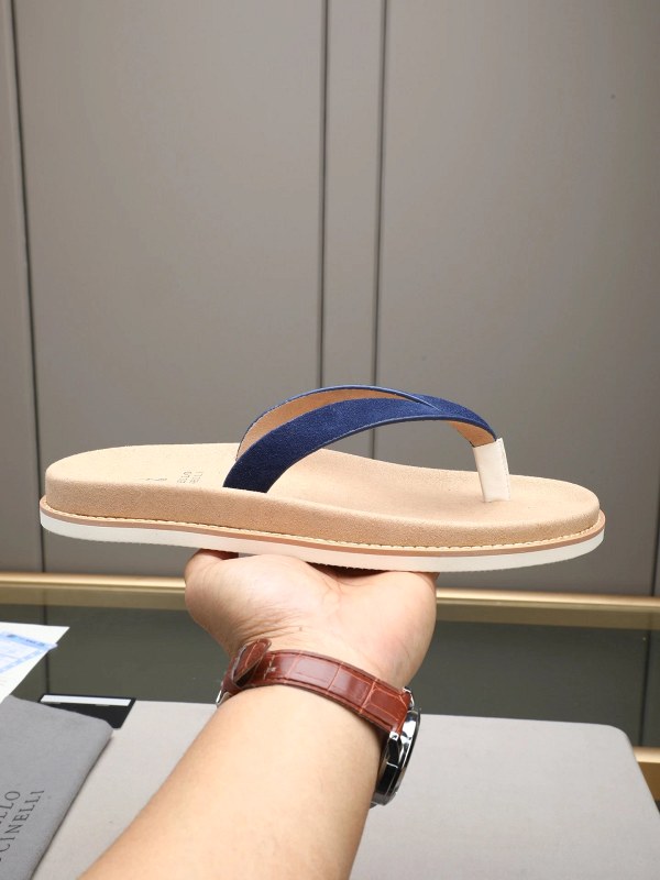 Brunello Cucinelli Suede Slides With an Adjustable Aged-Metal Side Buckle