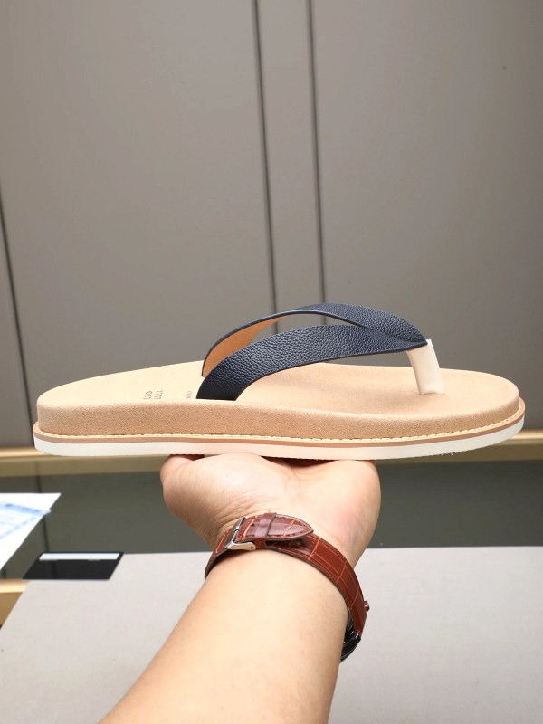 Brunello Cucinelli Gray Slides with an Adjustable Side Buckle in Imported Brushed Leather