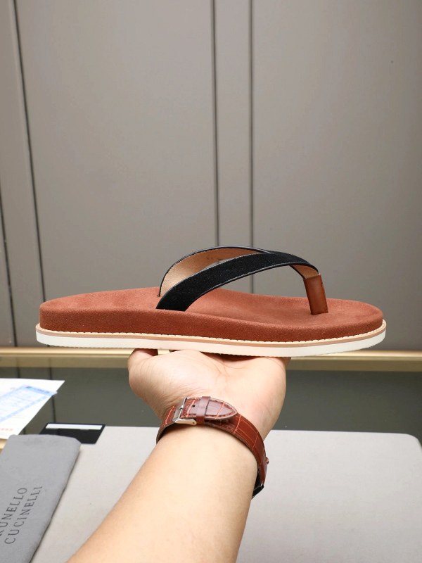 Brunello Cucinelli Gray Slides With an Adjustable Electroplated Buckle Strap