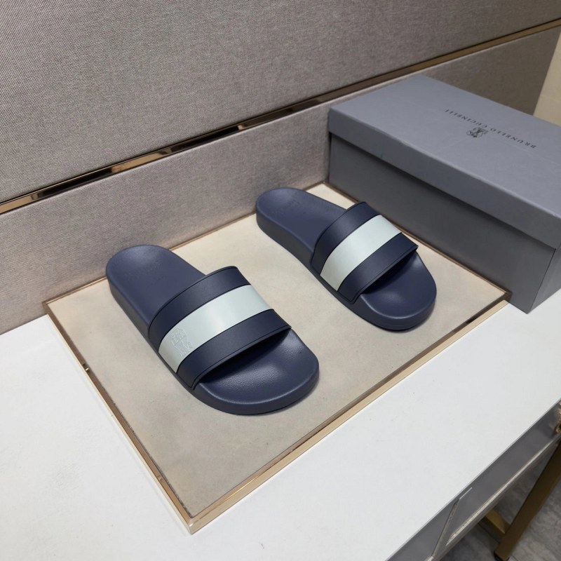 Brunello Cucinelli Black Slides: Multi-Material Uppers, Leather Lining, Listed to EU 45