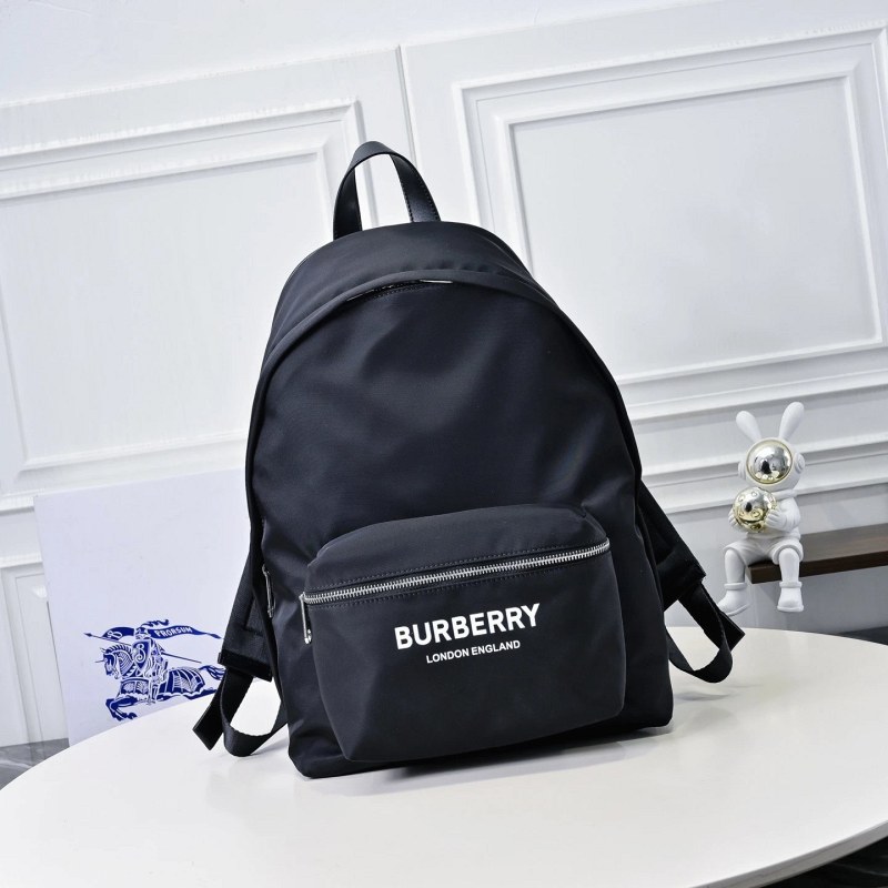 Burberry Nylon Backpack with Leather Trim and Logo-Jacquard Straps