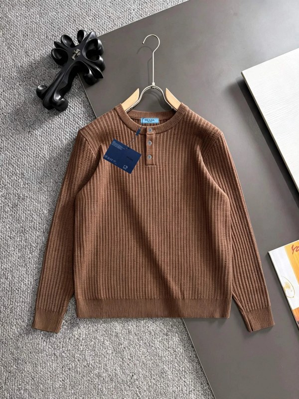 Burberry Brown Rib-Knit Sweater in a Refined Casual Cut