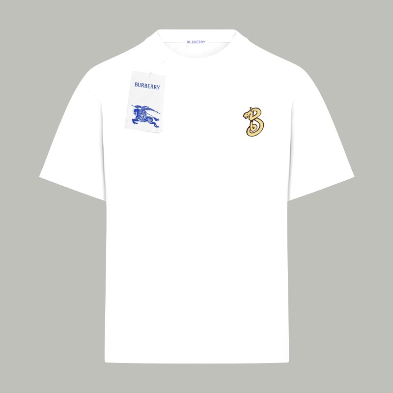 Burberry Snake Year Print Tee in White, 280G Double-Yarn Cotton with Drop-Shoulder Cut
