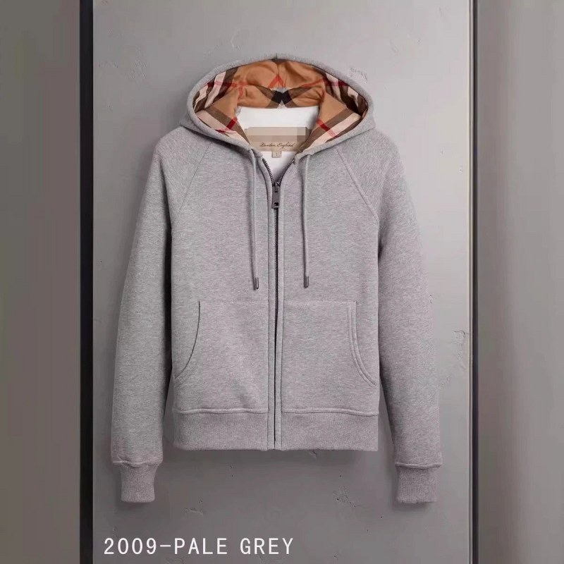 Burberry Gray Hooded Zip Sweatshirt: Thick Cotton Build in Women's XS–XXL