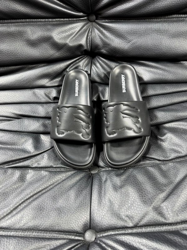 Burberry Gray Check Slides: Slip-On Open-Toe Sandal with Molded Footbed in EU Sizing