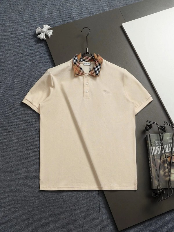 Burberry TB Logo Tee With Knit Trim Collar in Gray