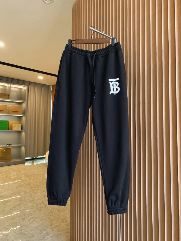 Navy cotton sweatpants with an all-over Burberry TB monogram print and a relaxed streetwear cut