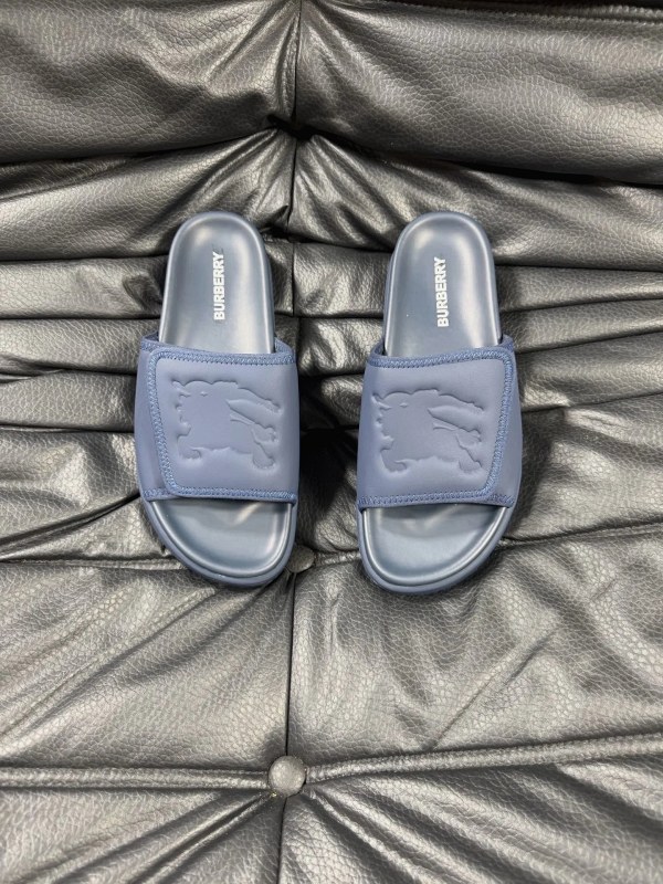 Burberry Gray Check Slides With a Molded Footbed and Slip-On Build