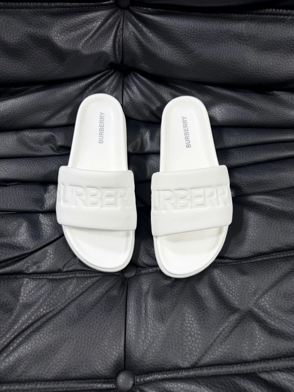 Burberry white vintage-check slide with a molded footbed and slip-on build
