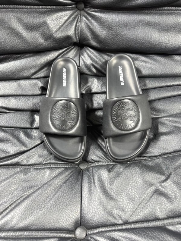 Burberry Gray Check Slides with a Molded Footbed and Slip-On Build