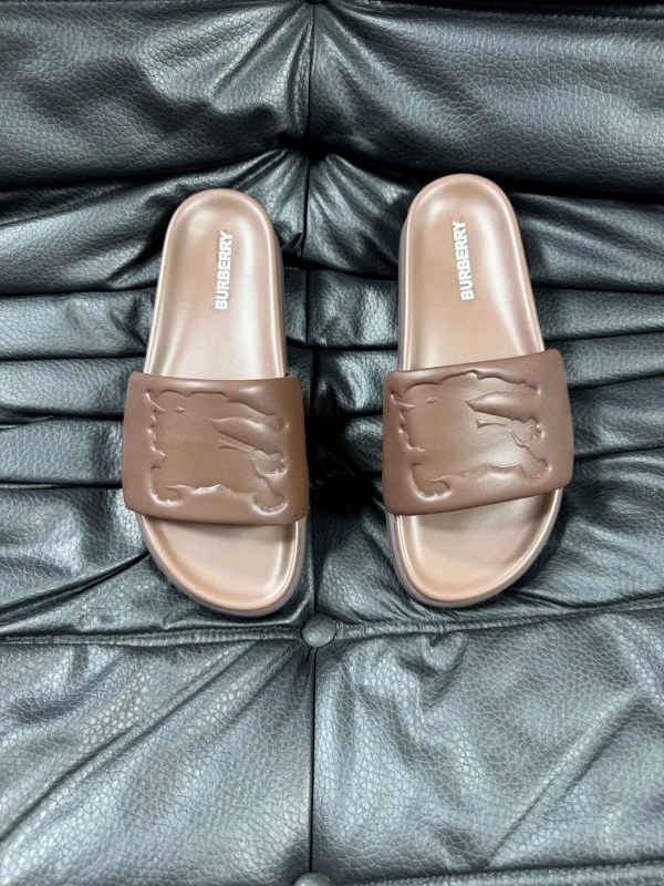 Burberry Brown Check Slides With a Molded Footbed and Slip-On Build