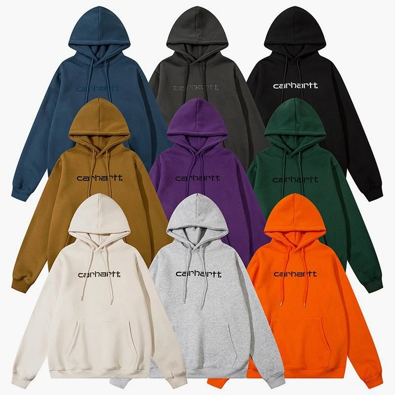 Carhartt washed-fleece pullover hoodie in ten color groups, M–XXL