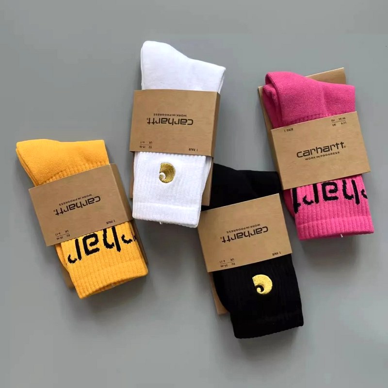 Carhartt-Styled High-Tube Cotton Socks in 27 Embroidered and Lettered Colorways