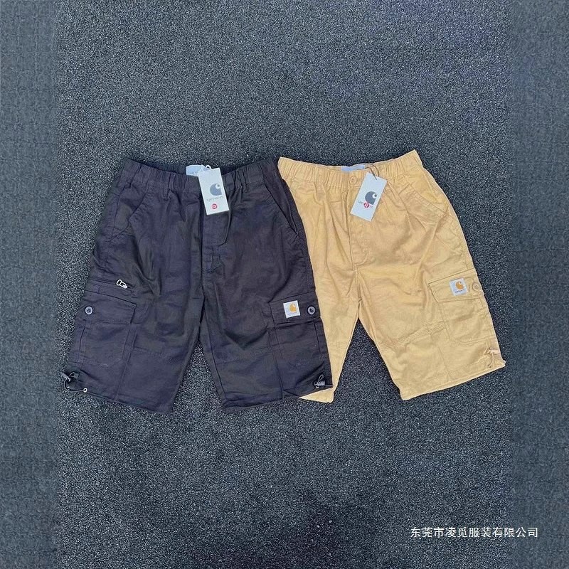 Carhartt Multicolor Shorts Collection: Straight-Leg, Drawstring-Closed Work Shorts in Black and Khaki