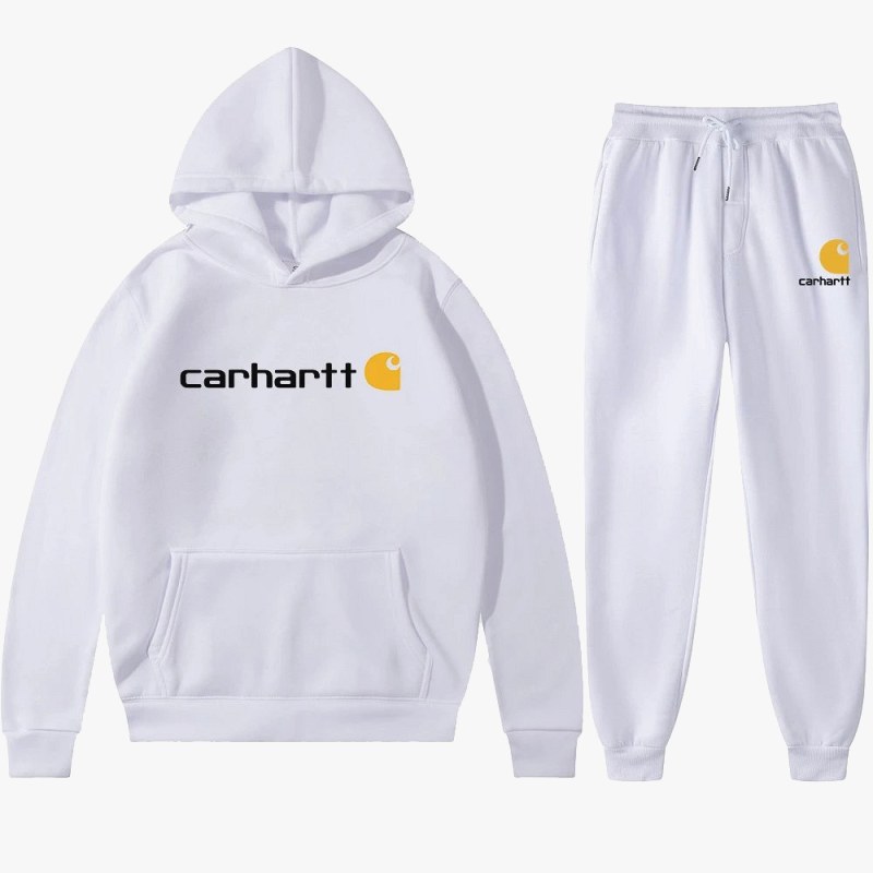 Carhartt White Hoodie: a Loose-Fit, Fleece-Backed Polyester Pullover