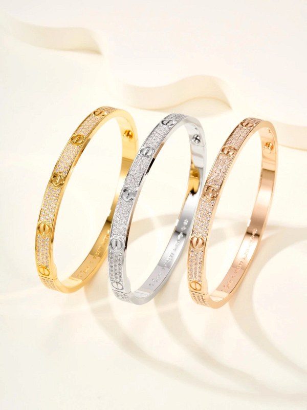 Cartier Love-Style Open Bracelet, 4.8 mm Wide, Listed in Sizes 16–19
