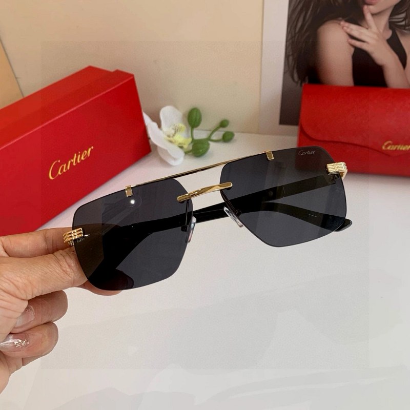 Cartier Black Sunglasses in a Modern Metal Everyday Frame