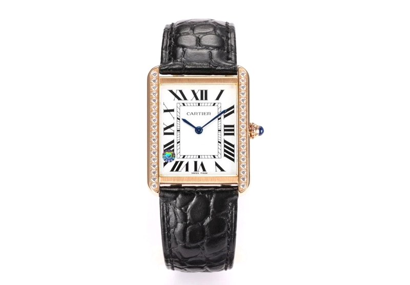 Cartier Tank-Style Quartz Watch in Medium and Small, With Blued Hands and Italian Calf Strap