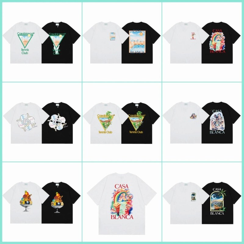 Casablanca Multicolor Print Tee Collection — Combed Cotton, 250 gsm, Raglan Short Sleeve