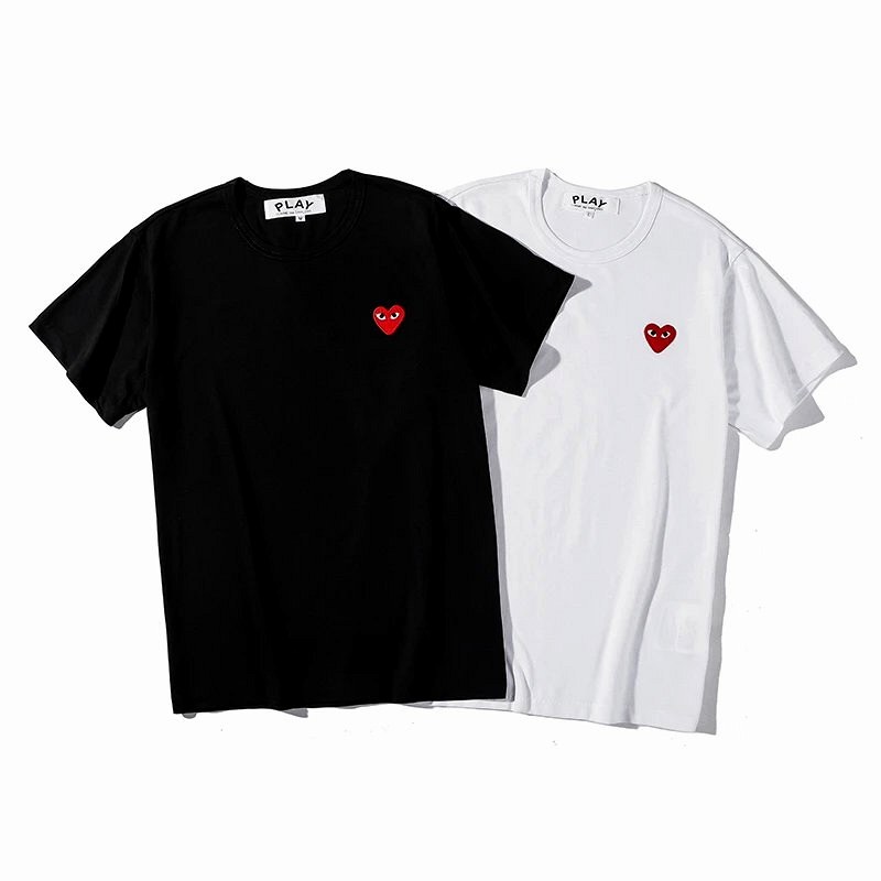 CDG Heart-Print Cotton Tee Collection in Unisex S–XL and a Wide Run of Colorways
