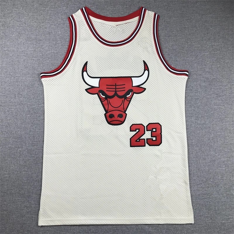Retro-Style Chicago Bulls Cream-White 23 Jersey in Unisex Sizes S–XXL