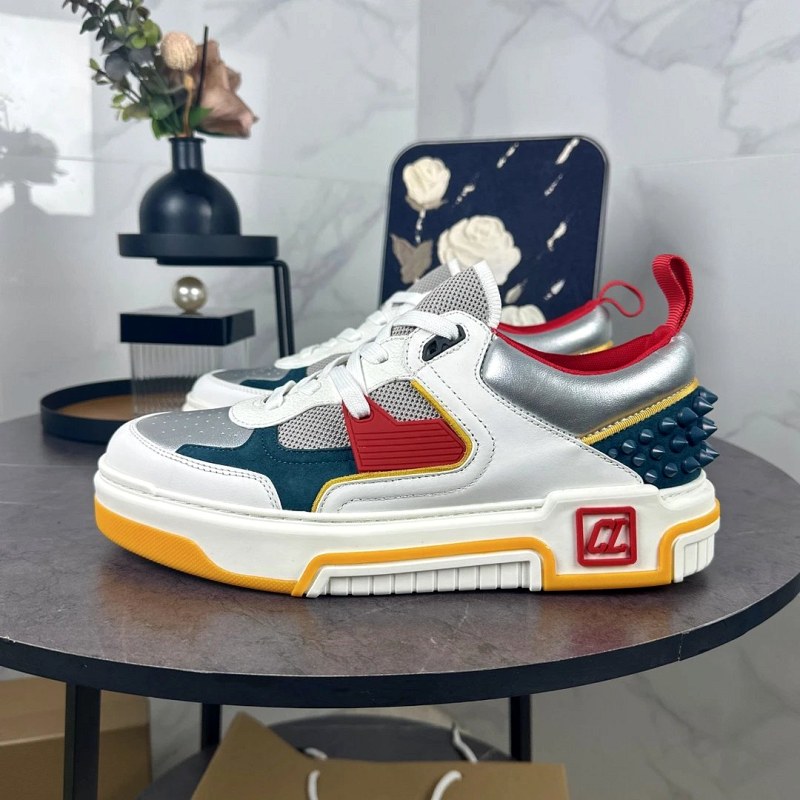 Christian Louboutin Multicolor Chunky Low-Top Sneakers With Panelled Upper and Studded Heel