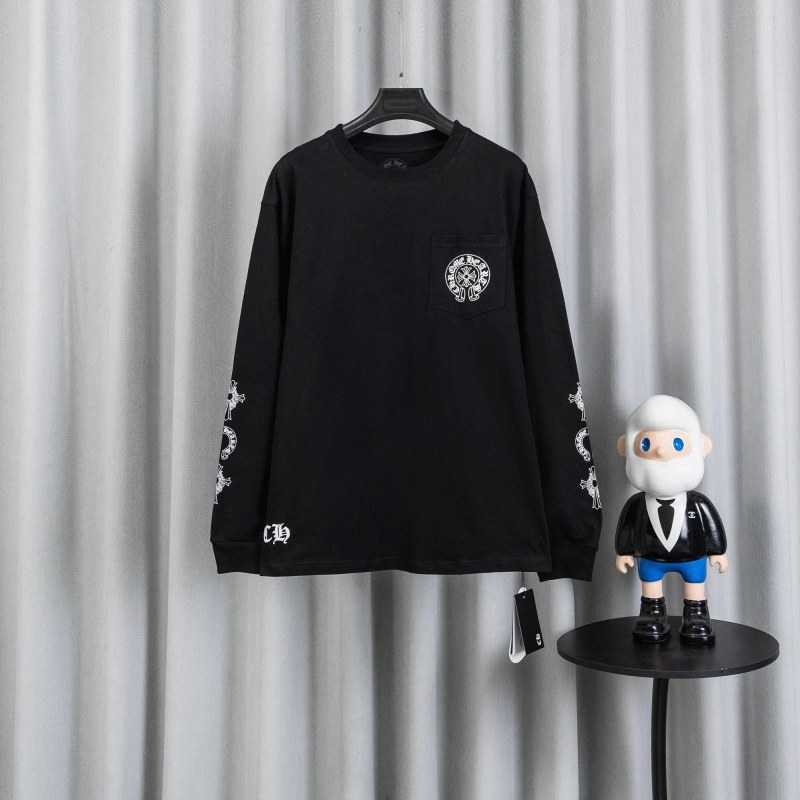 Chrome Hearts black long-sleeve sweater in a 320g double-yarn cotton, unisex loose cut