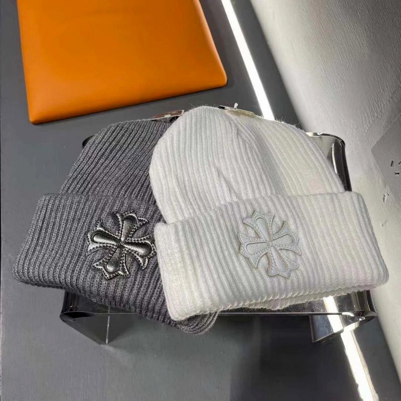 Chrome Hearts Cross-Motif Knit Cap: Foldable, Brimless, One Size 56–58cm