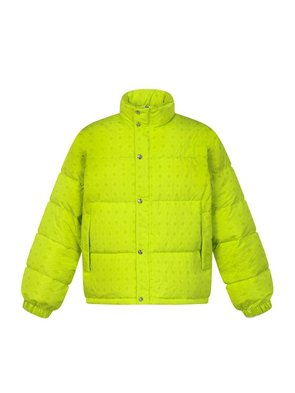 Chrome Hearts Green Puffer Jacket in Dark-Tone Jacquard with Down Fill
