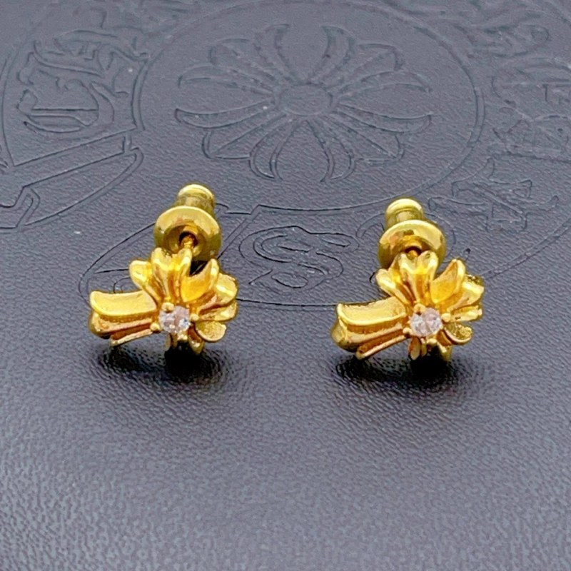 Chrome Hearts-Style Gold Single-Stone Cross Piece in Brass, SKU 7656209192