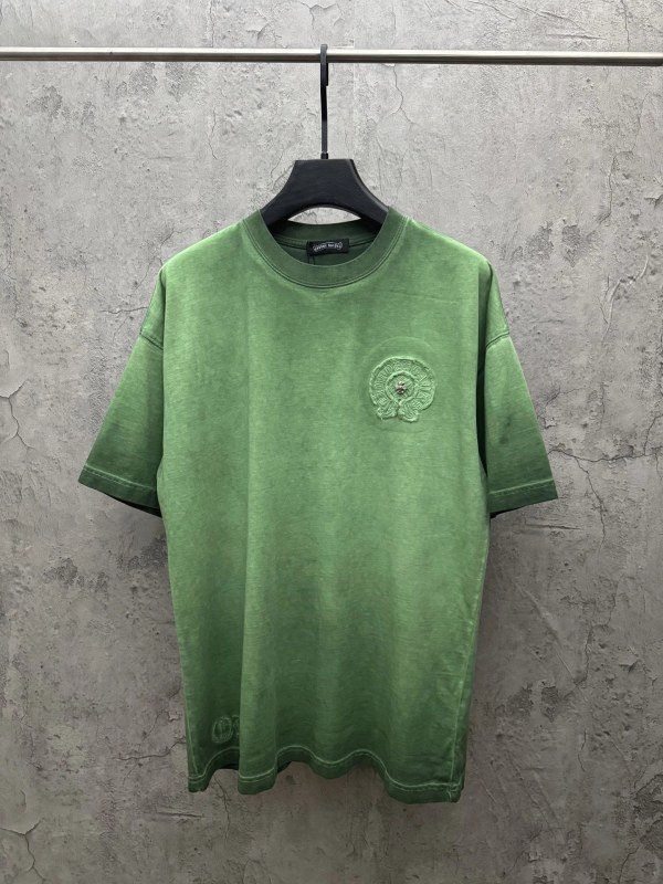 Chrome Hearts Green Embroidered Washed Tee — Roomy Cut, 300g Fabric, S–XL