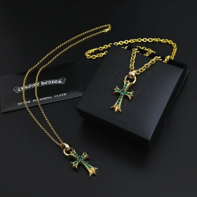 Chrome Hearts Heart Gold Necklace Offered in Two Chain Styles: a Letter Chain or a Bead Chain